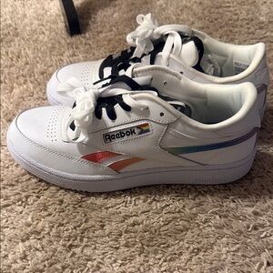 Reebok White Sneakers with Rainbow Accents (Pride)
